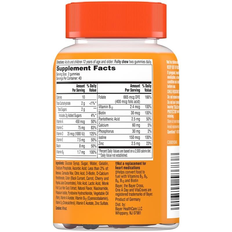 One A Day Womenâ€™s Multivitamin Gummies, Supplement with Vitamin A, C, D, E and Zinc for Immune Health Support*, Calcium & more, 80 count