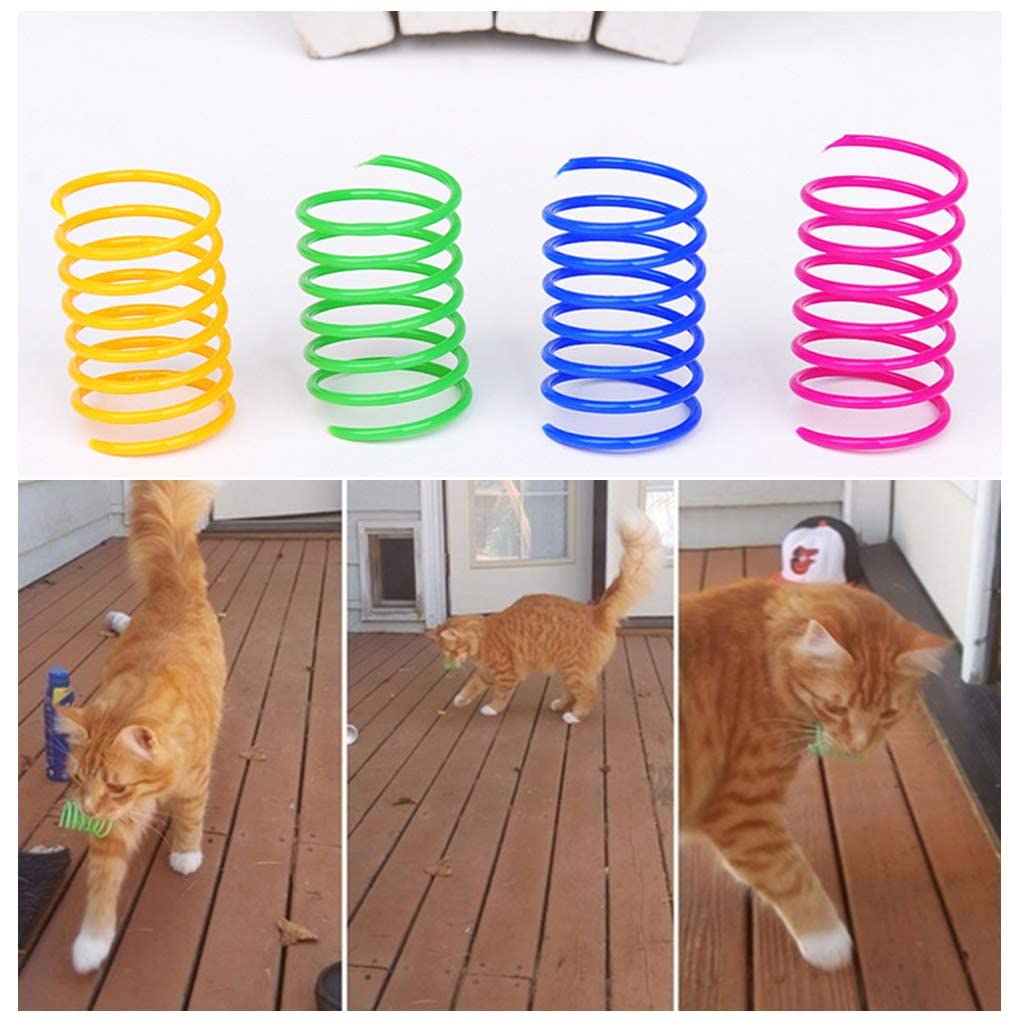 Andiker Interactive Cat Spiral Creative Spring Toy to Kill Time and Keep Fit, Sturdy and Heavy Plastic for Swatting, Biting, Hunting Kitten Toys, Colorful, 12 pcs