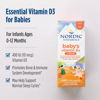 Thumbnail for Nordic Naturals Baby’s Vitamin D3, Unflavored - 0.76 oz - 400 IU Vitamin D3 - Healthy Bones, Immune System Support, Normal Sleep Rhythms - Non-GMO, Certified Vegetarian - 90 Servings