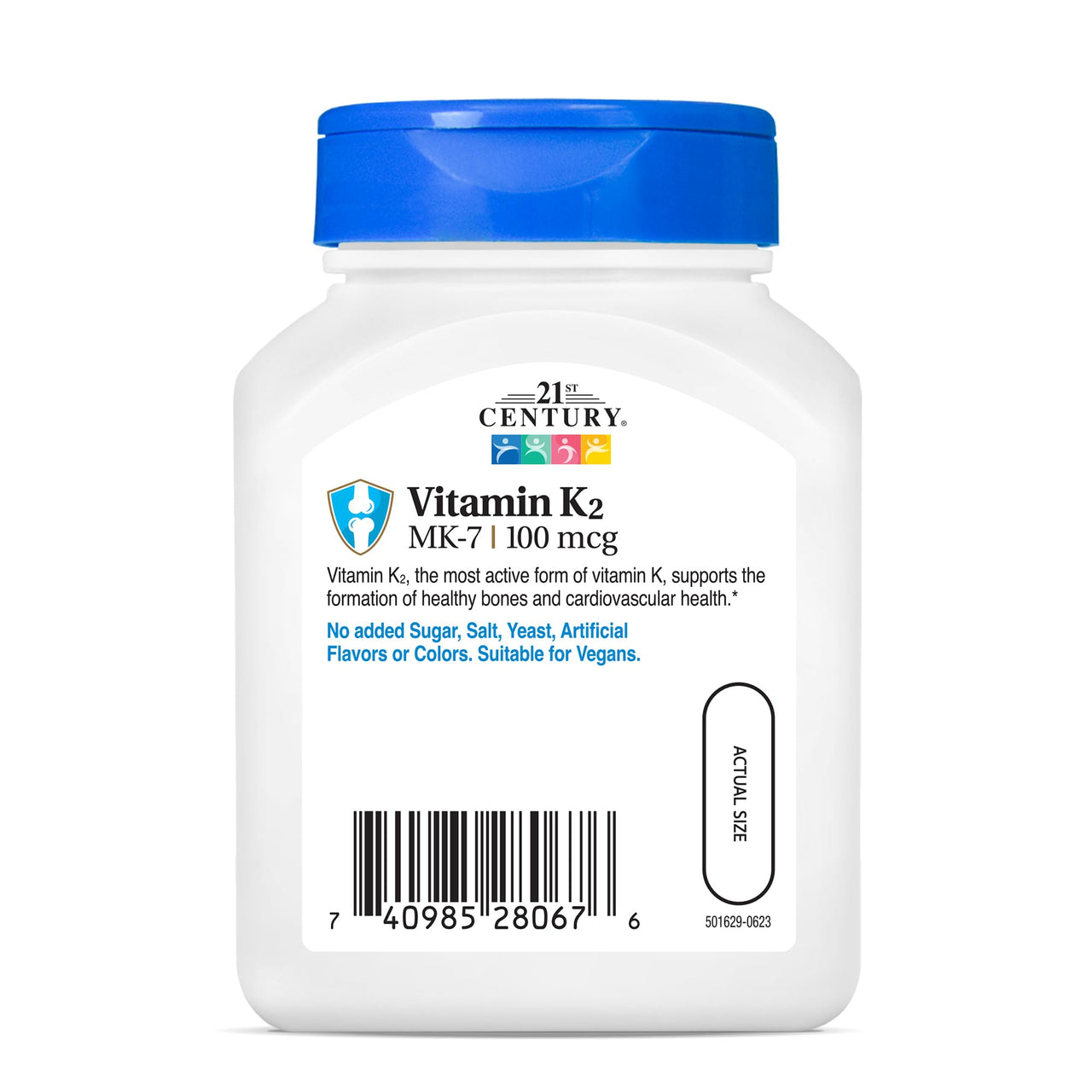 21st Century Healthcare Vitamin K2 (MK-7) 100 mg Vegetarian Capsules, 110 Count