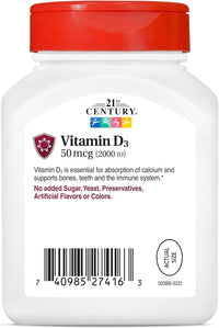 Thumbnail for 21st Century D3 2000 IU Softgels, 250 Count