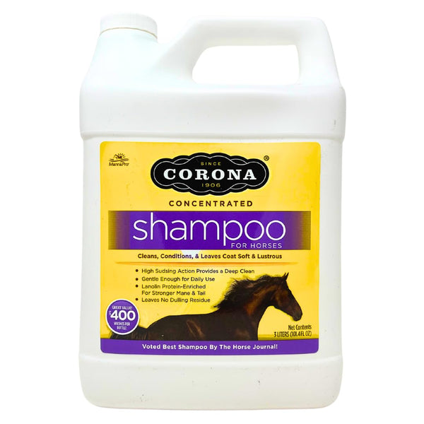 Corona Concentrated Horse Shampoo – Deep Cleaning Formula for Coat, Mane & Tail, 3 Liter | Removes Dirt & Sweat, Gentle on Skin, Rinses Easily
