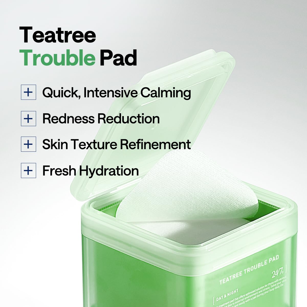 MEDIHEAL Teatree Trouble Pad - Square Cotton Facial Toner Pads with Tea Tree & Lactobacillus - Soothing to Calm Sensitive & Acne Prone Skin- Vegan Face Gauze 100