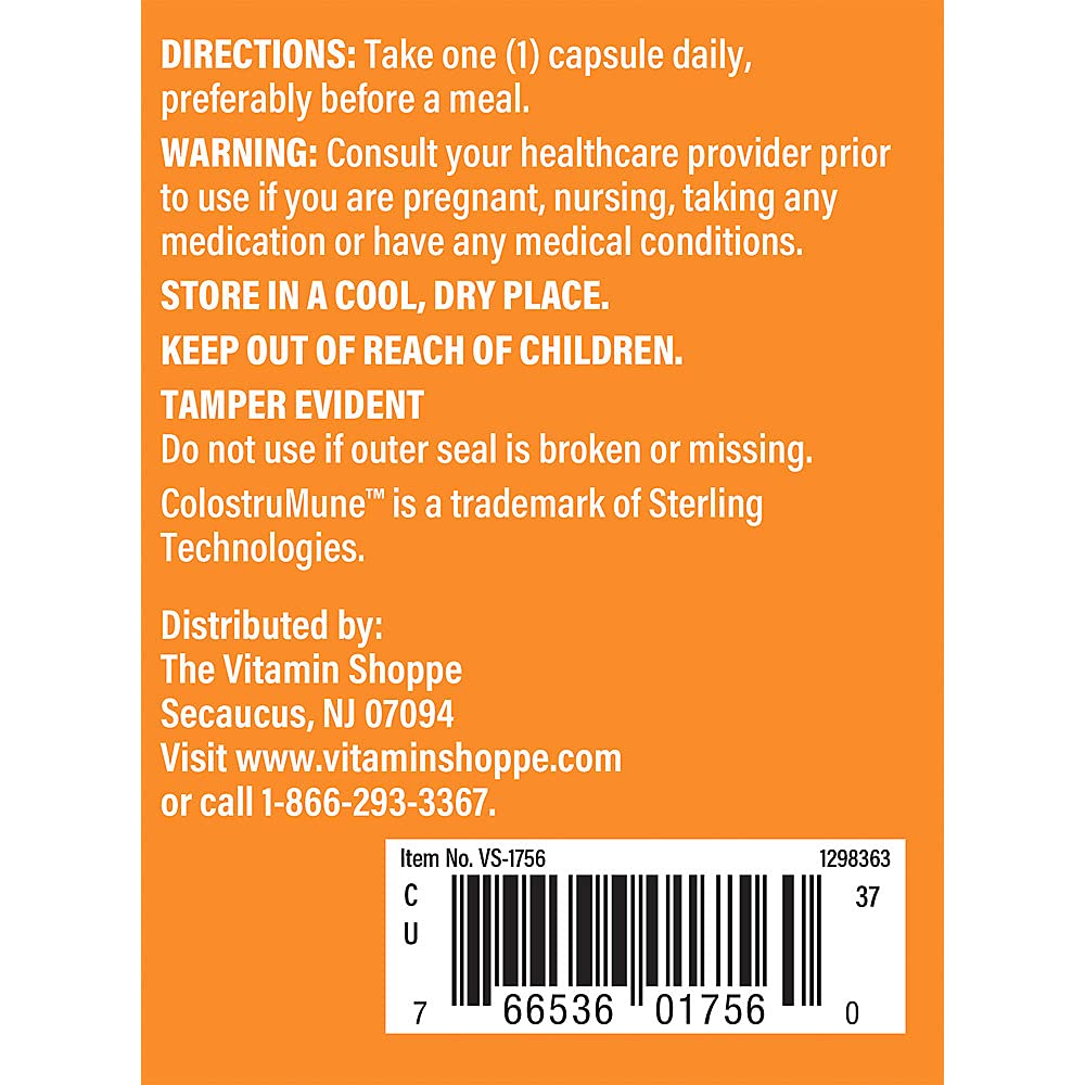 The Vitamin Shoppe Colostrum 40% IGG Supports Immune Health, (120 Capsules)