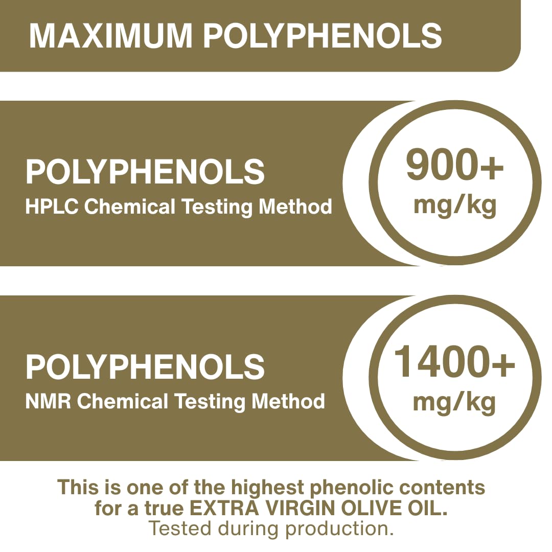 Image 3 of P.J. KABOS 2025/26 Fresh Harvest, Extremely High Phenolic (900+ mg/kg), USDA Organic Greek Extra Virgin Olive Oil, Kosher, Cold Extracted, 16.9oz Glass Bottle, PJ KABOS “Family Reserve Organic - Phenolic Shot”