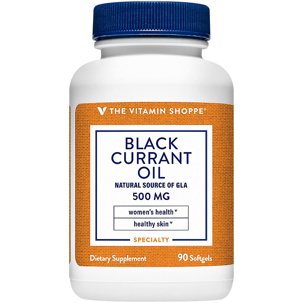 The Vitamin Shoppe Black Currant Oil 500MG, Natural Source of GLA, Promotes Healthy Skin, Women's Health (90 Softgels)