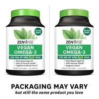 Thumbnail for Zenwise Health Vegan Omega 3 Supplement - Burpless Omega 3 Supplement with DHA, EPA & DPA Fatty Acids for Immune Health - Fish Oil Alternative from Sustainably Sourced Marine Algae Oil - 120 Softgels
