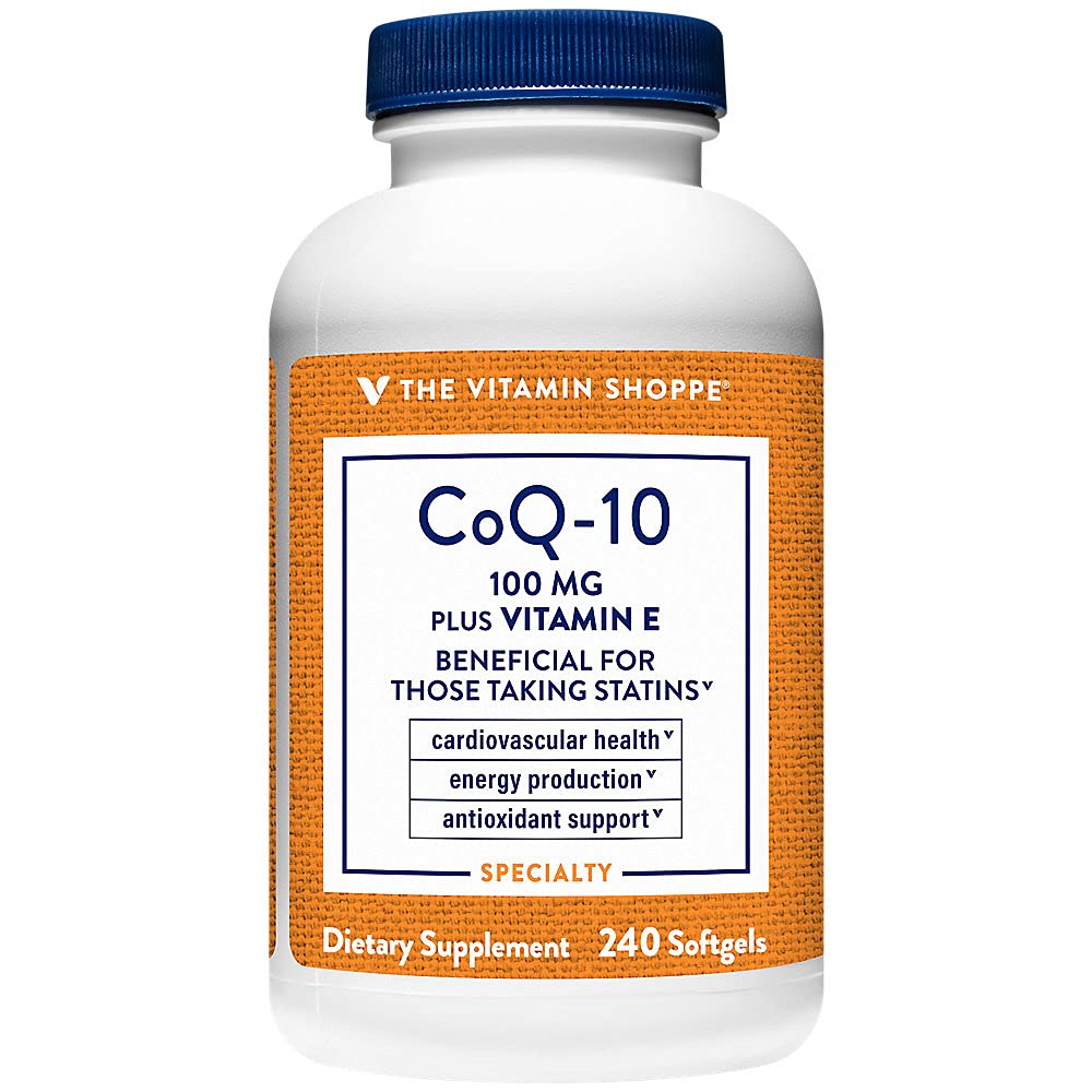The Vitamin Shoppe CoQ-10 Plus Vitamin E 100MG, Supports Cardiovascular, Energy Production & Cellular Health (240 Softgels)