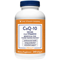 Thumbnail for The Vitamin Shoppe CoQ-10 Plus Vitamin E 100MG, Supports Cardiovascular, Energy Production & Cellular Health (240 Softgels)