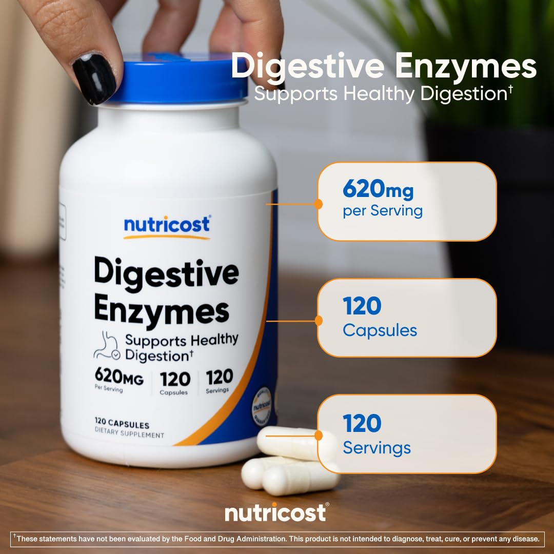 Nutricost Digestive Enzymes 620mg, 120 Capsules - Complete Digestive Enzyme Supplement