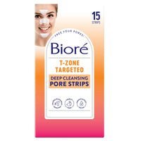 Thumbnail for Bioré T-Zone Blackhead Remover Strips, Deep Cleansing Pore Strips, (5 Nose + 5 Face + 5 Chin Strips), Instant Pore Unclogging for the T-Zone Area, 15 Count