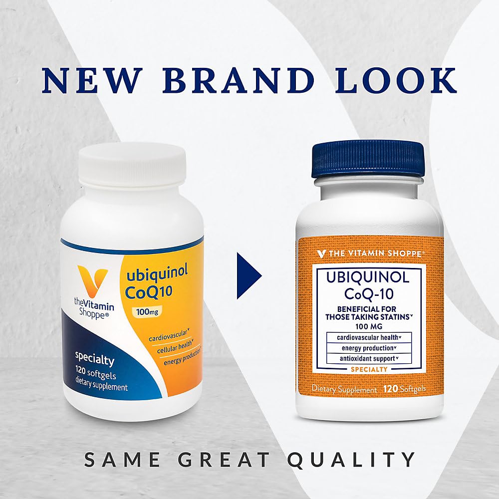The Vitamin Shoppe Ubiquinol CoQ-10 100mg Beneficial for Those (120 Softgels)