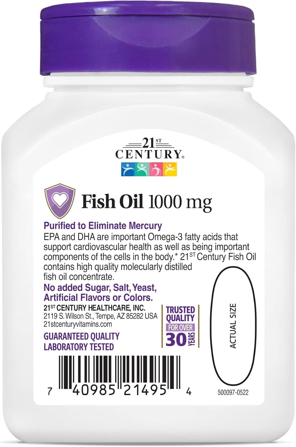 21st Century Fish Oil 1000 Mg Softgels, 60 Count (Pack of 2)
