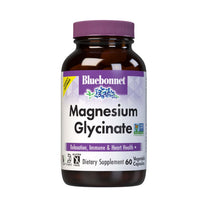 Thumbnail for Bluebonnet Magnesium Glycinate, Energy Production*, Enzyme Function*, Non-GMO Certified by NSF, Vegan, Kosher Certified, Gluten-Free, Soy-Free, Dairy-Free, 60 Vegetable Capsules, 15 Servings