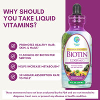 Thumbnail for Maximum Strength Liquid Biotin Drops w/ 12,500 MCG – Best Vitamins for Fast Hair Growth, Reduced Hair Loss, Healthy Skin & Strong Nails -5X More Potent Than Pills– Max Absorption, Vegan– 4oz, 30 Serv