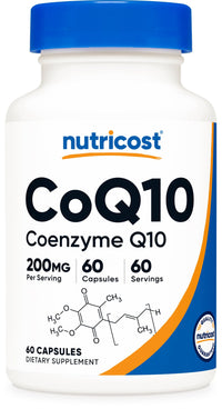 Thumbnail for Nutricost CoQ10 200mg, 60 Vegetarian Capsules, 60 Servings - High Absorption, Vegetarian, Non-GMO, Coenzyme Q10
