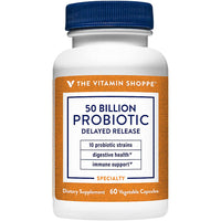Thumbnail for The Vitamin Shoppe Probiotic Delayed Release 50 Billion - with 10 Probiotic Strains to Support Digestive, Immune & Vaginal Health or Yeast Imbalance - Shelf Stable (60 Veggie Caps)