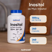 Thumbnail for Nutricost Inositol Capsules 500mg, 240 Capsules - Veggie Capsules, Non-GMO, Gluten Free (Myo-Inositol)