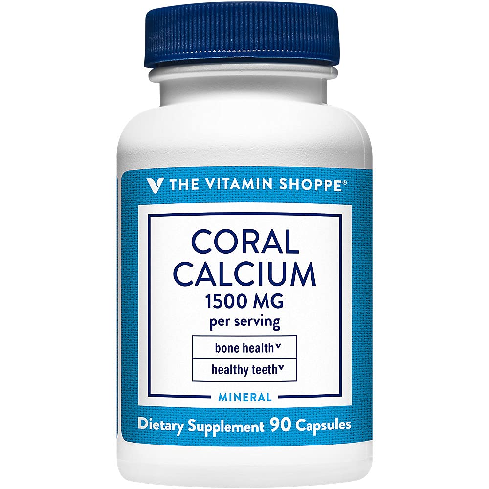 The Vitamin Shoppe Coral Calcium 1,500MG - Eco Safe Source of Calcium, Magnesium & Trace Minerals to Support Healthy Bones and Teeth (90 Capsules)