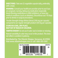 Thumbnail for The Vitamin Shoppe Ginkgo Biloba 240 MG - Memory Support, Mental Clarity & Circulation, Standardized Extract (120 Vegetable Capsules)