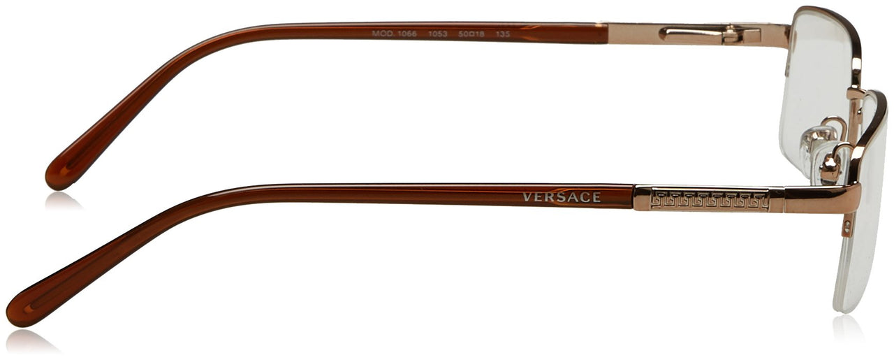 Versace VE1066 50mm Non-Polarized Glasses for Men - Bronze Copper Square Metal Frame with Light Brown Temples, Lightweight & Comfortable Eyeglasses for Prolonged use, eShades Eyewear Kit Included