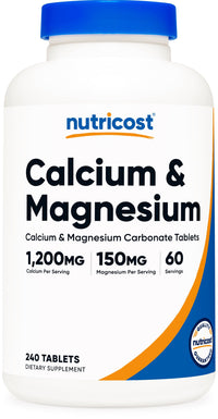 Thumbnail for Nutricost Calcium & Magnesium Carbonate 240 Tablets, 1200mg of Ca & 150mg of Mg per Serving, 60 Servings- Gluten Free, Non-GMO