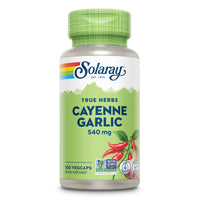 Thumbnail for SOLARAY Cayenne Garlic 540 mg - Cayenne Pepper and Garlic Supplements with Capsaicin - Supplying 40,000 Heat Units - Non-GMO Project Verified, Vegan, 60-Day Guarantee - 100 Servings, 100 VegCaps