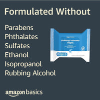Thumbnail for Amazon Basics Makeup Remover Wipes, Fragrance-Free, Alcohol-Free, Gentle Cleansing, Plant-Based, Dermatologist Tested, Removes Waterproof Mascara, Resealable, 25 Count, 1-Pack