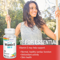 Thumbnail for SOLARAY Vitamin E, Dry 200 IU w/Mixed Tocopherols | Healthy Cardiac Function & Skin Health Support | 100ct