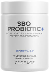 Thumbnail for Codeage SBO Probiotics, 100 Billion CFUs Per Serving, Multi Strain Soil Based Organisms Blend and Organic Fermented Botanical Blend, Shelf-Stable, 90 Capsules