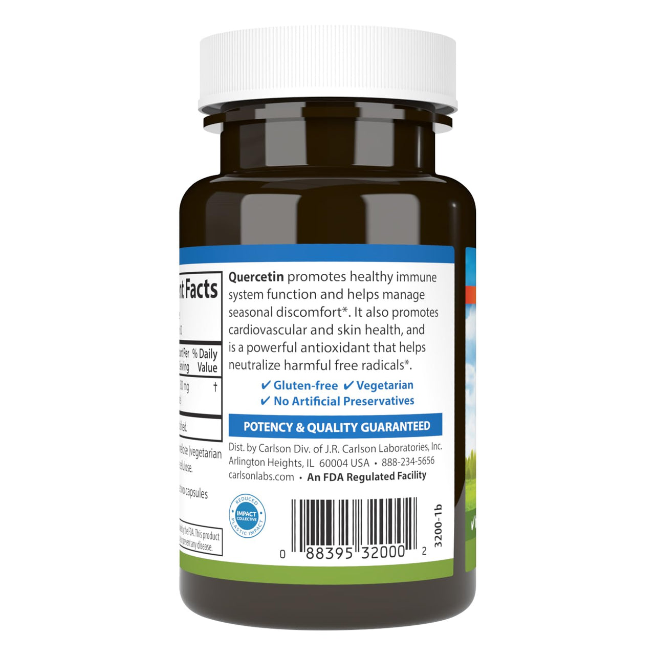 Carlson - Quercetin, 500 mg, Seasonal Support, Skin Health, Optimal Wellness, 60 Vegetarian Capsules