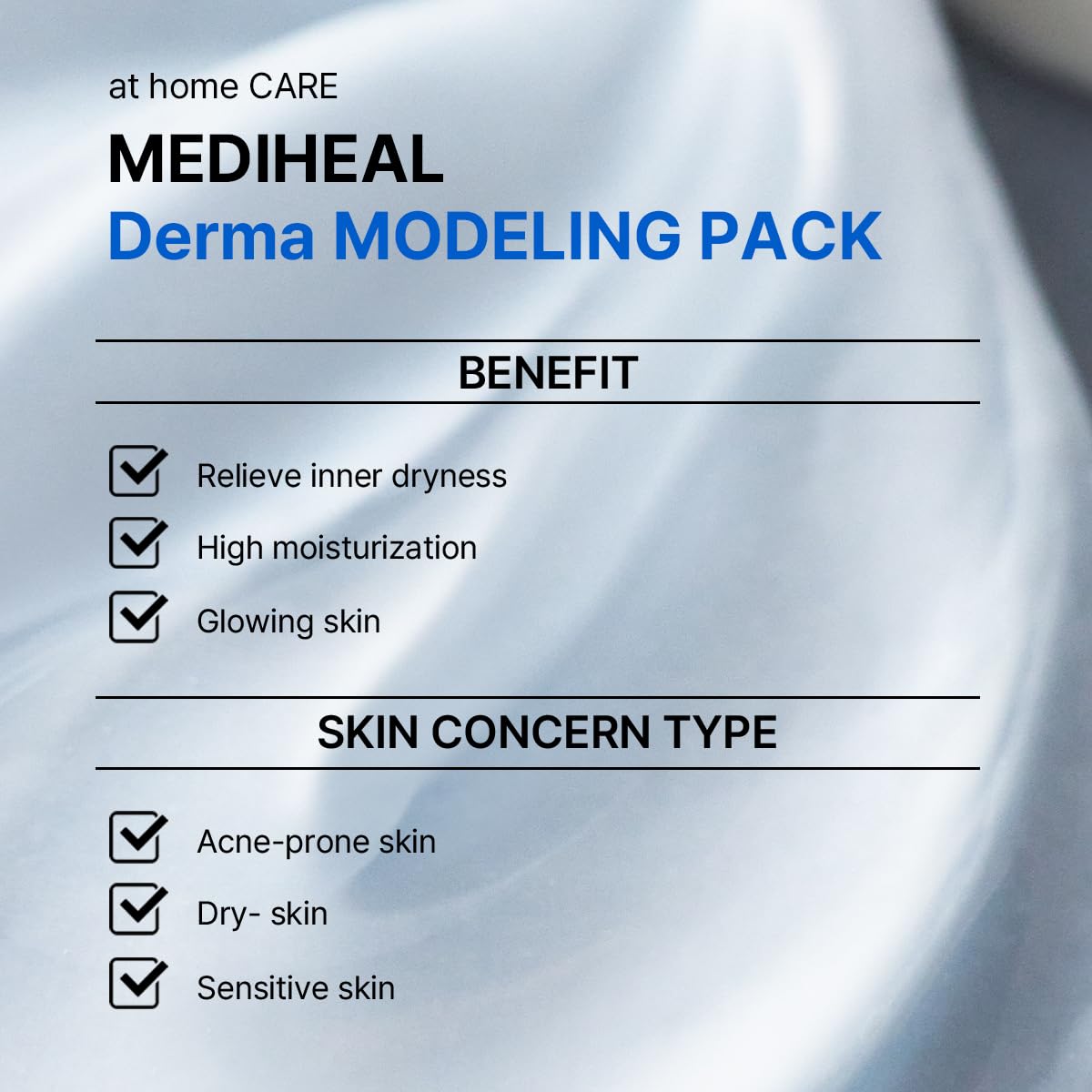 Mediheal Derma Modeling Pack (Hyaluronate) - Deep Hydrating For Moist Skin - Easy DIY Home Spa Kits, Hydrating Icy Jelly Mask For Skin Refreshment
