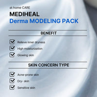 Thumbnail for Mediheal Derma Modeling Pack (Hyaluronate) - Deep Hydrating For Moist Skin - Easy DIY Home Spa Kits, Hydrating Icy Jelly Mask For Skin Refreshment
