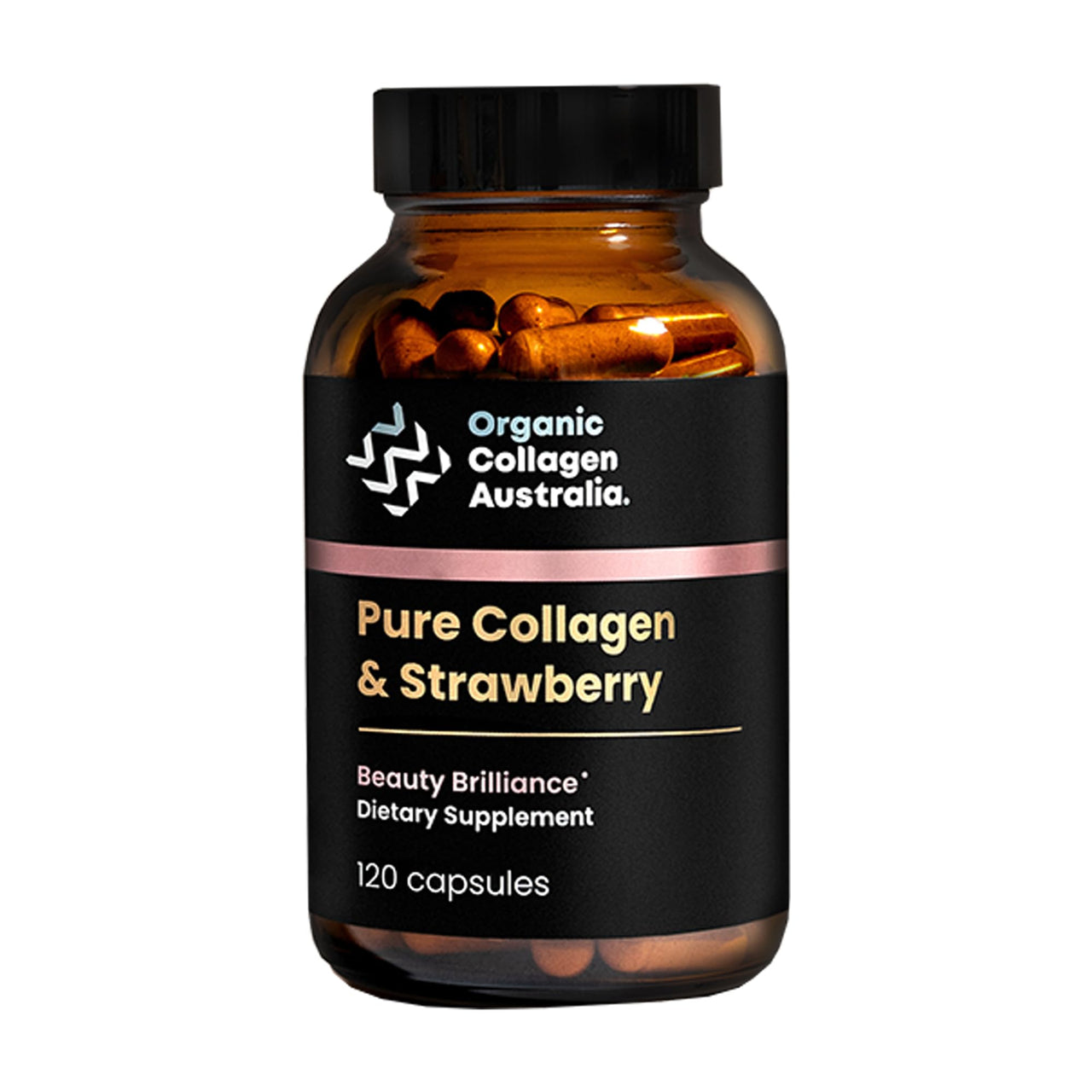 Organic Collagen Australia Beauty Brilliance Pure Collagen & Strawberry Capsules, 120 Count