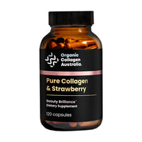 Thumbnail for Organic Collagen Australia Beauty Brilliance Pure Collagen & Strawberry Capsules, 120 Count