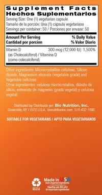 Thumbnail for Bio Nutrition D3 12000 Iu Vegi-Caps, 50 Count