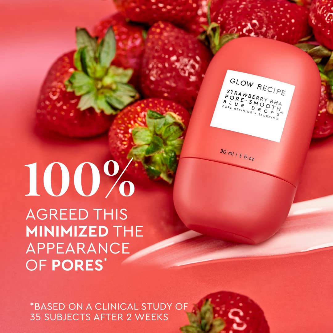 Glow Recipe Strawberry BHA Serum + Poreless Face Primer for Makeup - Silicone-Free Blurring Matte Primer to Reduce Shine & Prolong Wear - Hybrid Korean Skin Care for Oil Control & Smooth Texture, 30ml