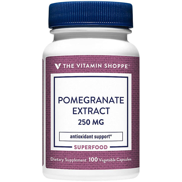 The Vitamin Shoppe Pomegranate Extract 250MG, Antioxidant That Supports Cellular Health, Superfood (100 Veggie Capsules)