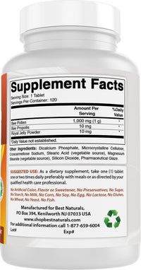 Thumbnail for Best Naturals Bee Pollen Complex 1000 mg 120 Tablets