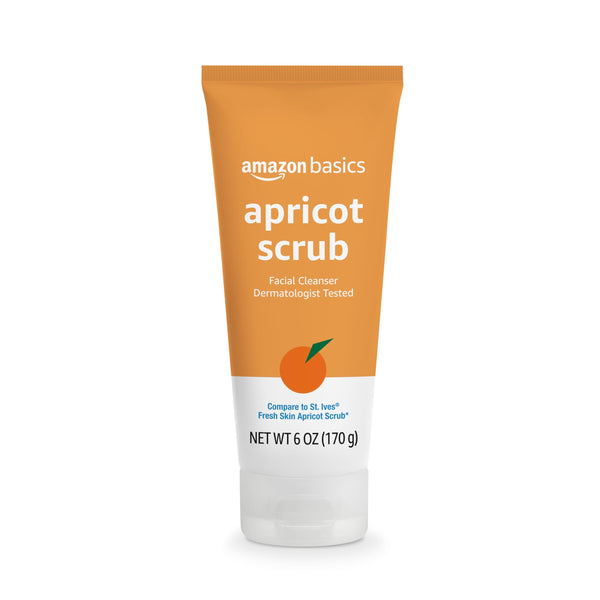 Amazon Basics Exfoliating Apricot Face Scrub, Oil-Free Facial Cleanser with Natural Exfoliants, 6 fl oz (Previously Solimo)
