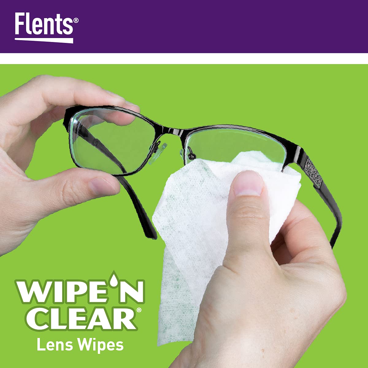 Flents Wipe â€™N Clear Biodegradable Lens Wipes, 225 Count Pre-Moistened Eyeglass Cleaner Wipes for Glasses, Screens, and Lenses, Anti-Streak, Quick Dry, Individually Wrapped