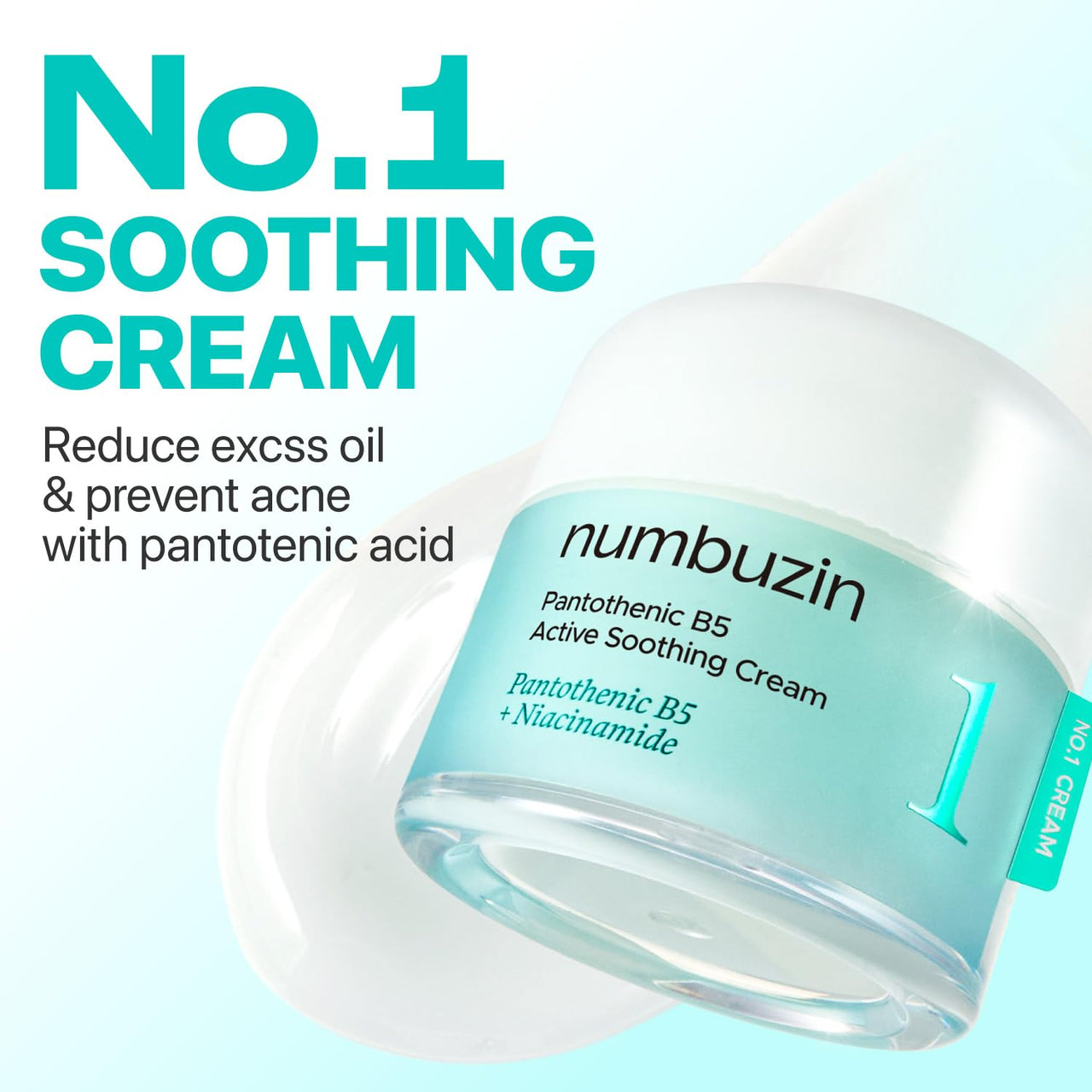 numbuzin No.1 Pantothenic B5 Active Soothing Cream | Remove sebum and skin troubles, Pantothenic acid, Korean Skincare Gift for Women | 2.70 fl oz