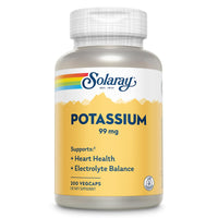 Thumbnail for Solaray Potassium 99 mg - Electrolyte Balance Formula - Potassium Supplement for Electrolytes, Vascular and Heart Health Support - 60-Day Money Back Guarantee, Lab Verified, 200 Servings, 200 VegCaps