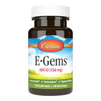 Thumbnail for Carlson - E-Gems 800 IU (536 mg), Natural-Source Vitamin E, Optimal Wellness, 50 Soft Gels