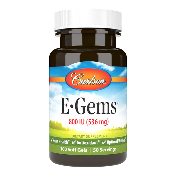 Image 1 of Carlson - E-Gems 800 IU (536 mg), Natural-Source Vitamin E, Optimal Wellness, 50 Soft Gels