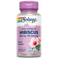 Thumbnail for SOLARAY Hibiscus Flower Extract Sabdariffa Supplement - 250 mg, Healthy Cardiovascular Function Support for Men and Women, Non-GMO, Vegan Capsules - 60 Count VegCaps