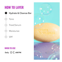 Thumbnail for Good Molecules Hydrate and Cleanse Bar - Soap Free Bar with Shea Butter and Macadamia Seed Oil for Ultra Hydrating Body and Face Moisturizer - Skin Care