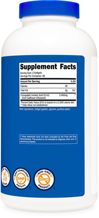 Thumbnail for Nutricost CLA (Conjugated Linoleic Acid) 800mg, 240 Softgels
