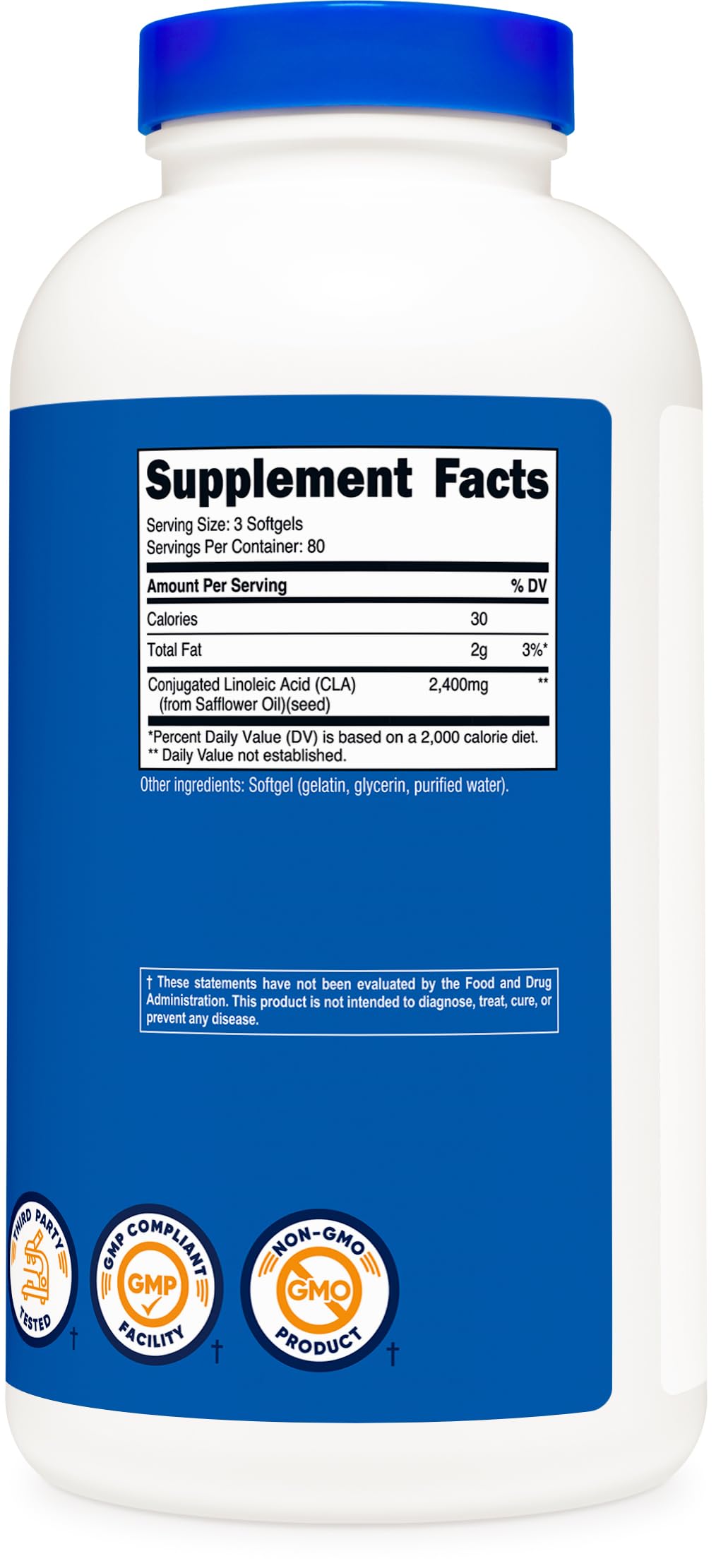 Nutricost CLA (Conjugated Linoleic Acid) 2,400mg, 240 Softgels - Gluten Free, Non-GMO, 800mg Per Softgel (2 Bottles)