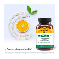 Thumbnail for Country Life Vitamin C 1000mg with Rose Hips – Time Release Immune Support Supplement – Antioxidant Protection – Vegan, Gluten-Free, Preservative-Free – 90 Tablets